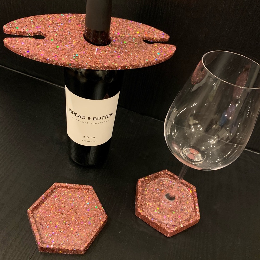 Wine Caddy & Coaster Set